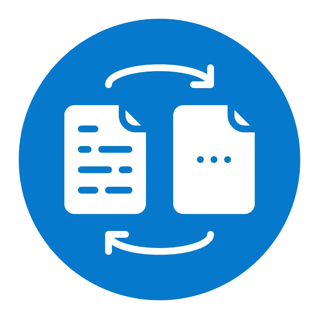 document switching on blue circle