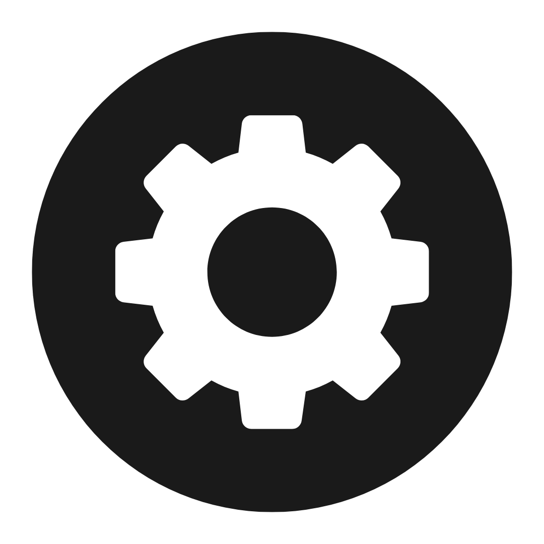 settings icon in black circle