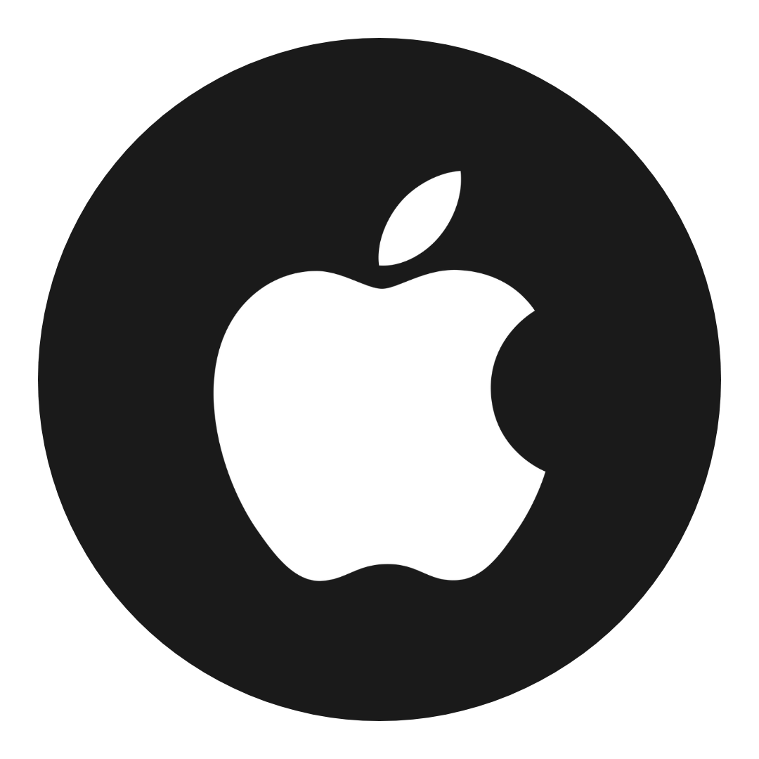 apple logo in black circle